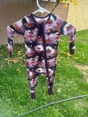 Free birdees Purple Carnival-Print Footed One-Piece for Kids